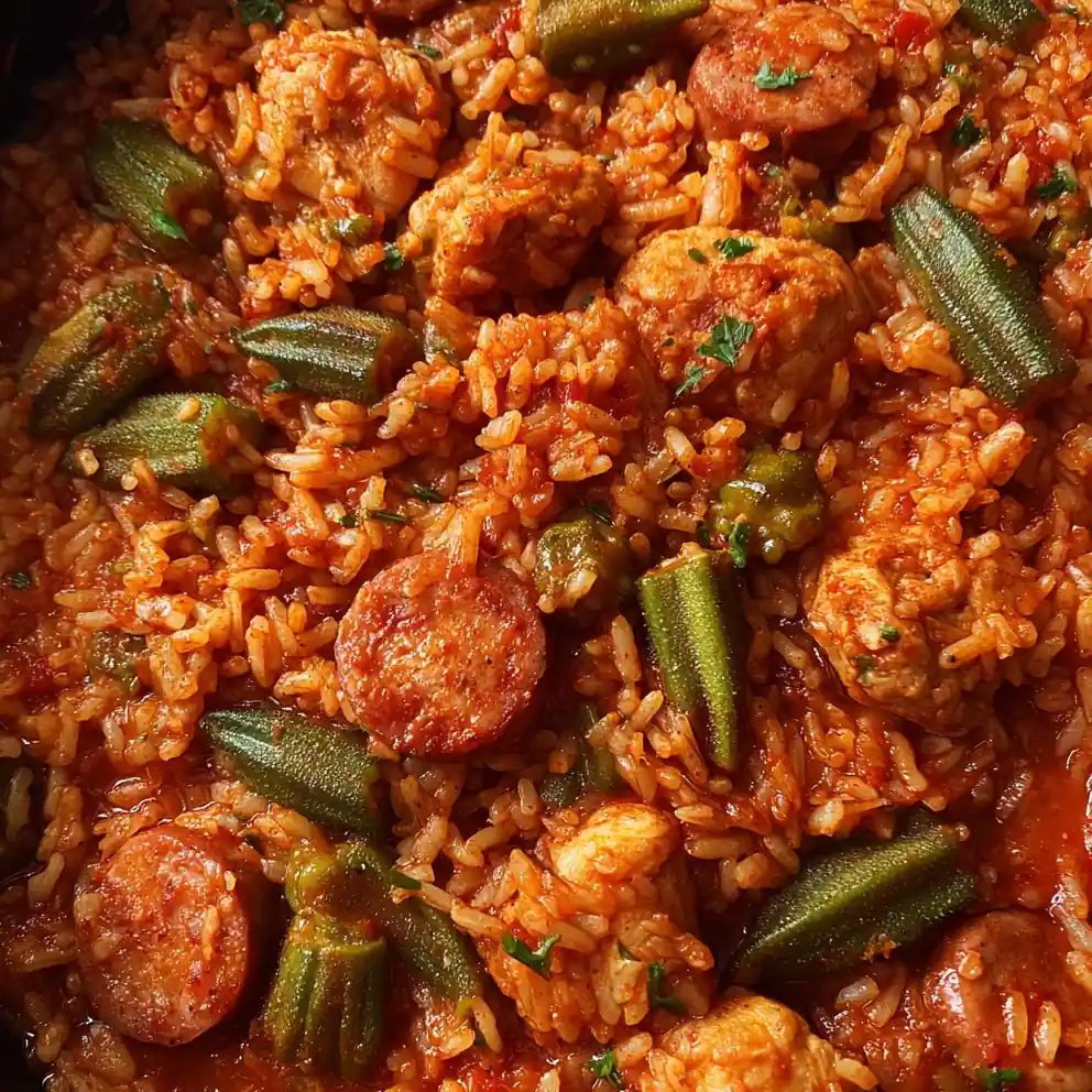 Jambalaya Recipe Fire-Red Tomato Rice With Okra Green 4 jambalaya recipe Fire-Red Tomato Rice with Okra Green