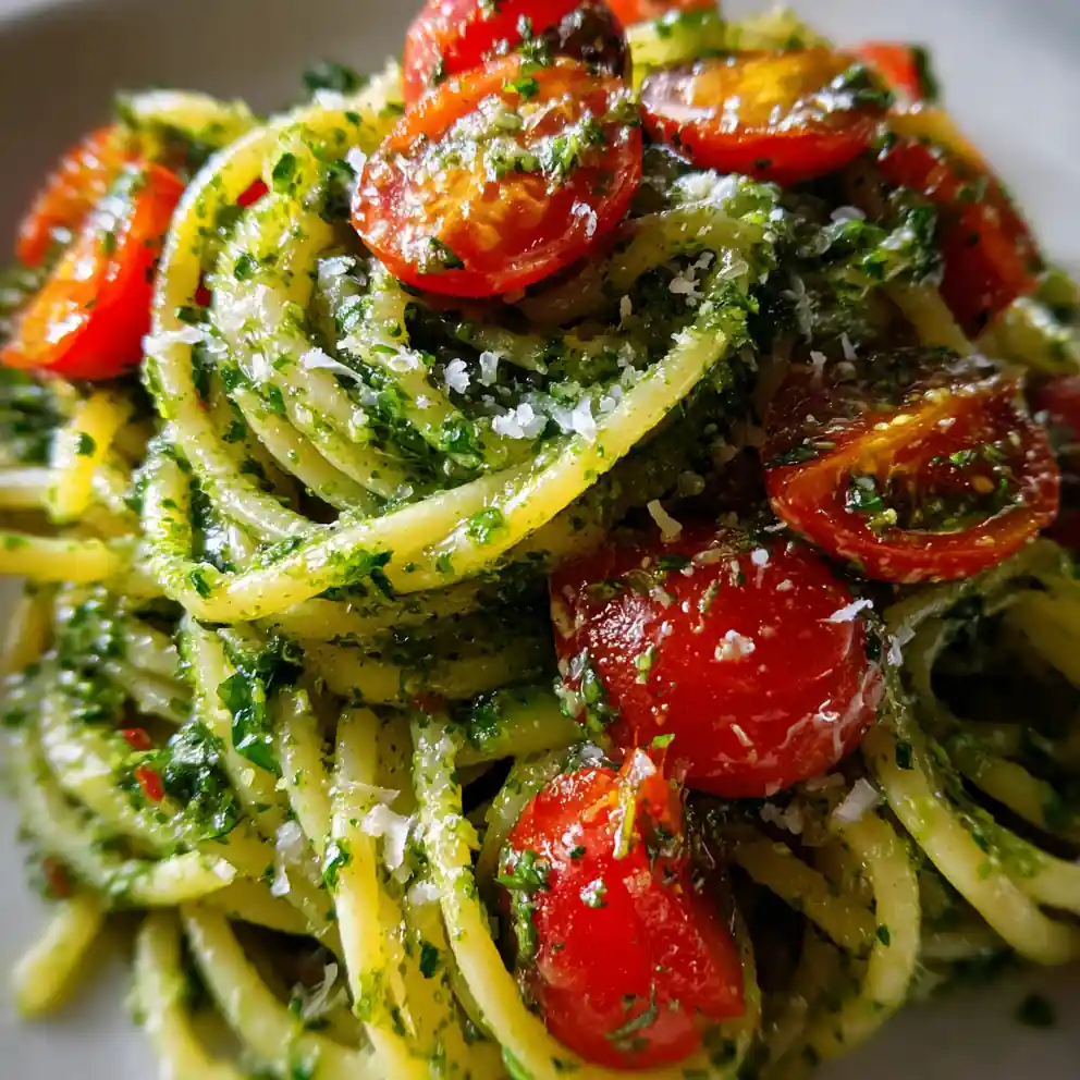 Pesto Pasta Recipe With Burst Cherry Tomato Confetti 4 pesto pasta recipe With Burst Cherry Tomato Confetti