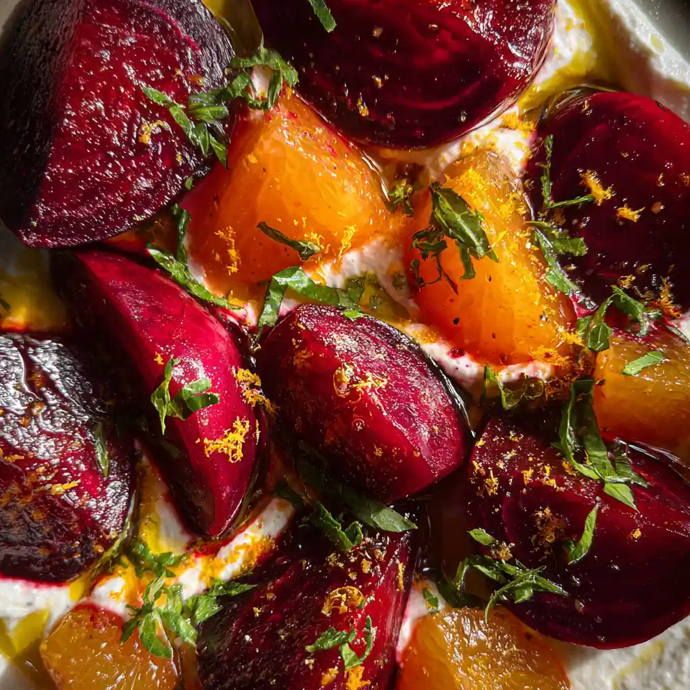 Roasted Beets Recipe With Orange Zest Labneh Swirl 4 roasted beets recipe with Orange Zest Labneh Swirl