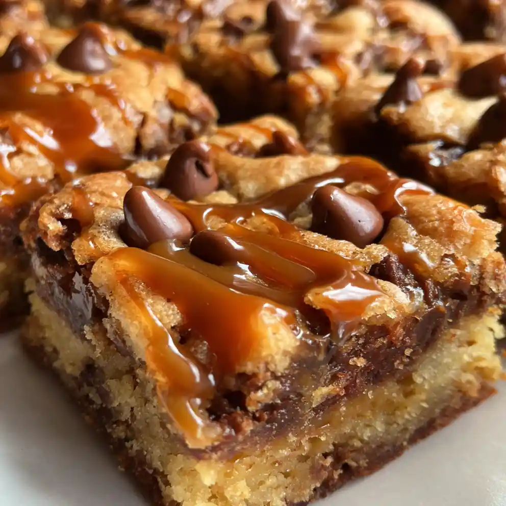 Chocolate Chip Cookie Bars Recipe With Caramel Pool Swirl 4 chocolate chip cookie bars recipe With Caramel Pool Swirl