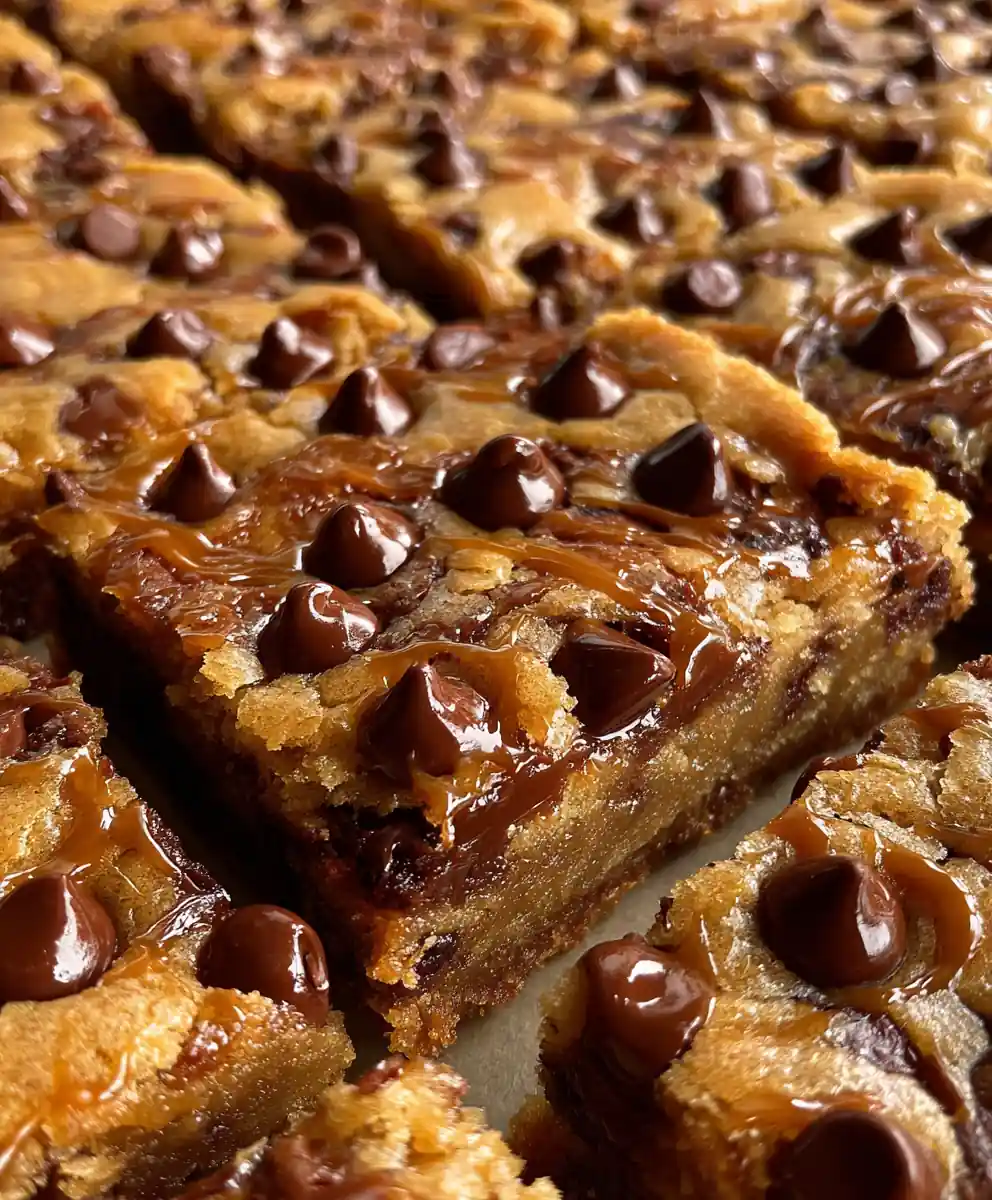 Chocolate Chip Cookie Bars Recipe With Caramel Pool Swirl 5 chocolate chip cookie bars recipe With Caramel Pool Swirl