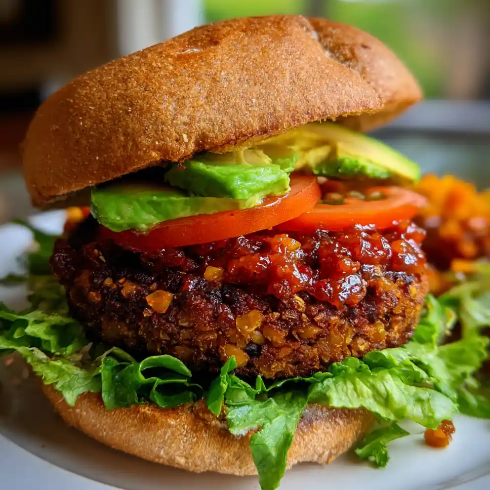 Lentil Burger Recipe With Roasted Red Pepper Relish 4 lentil burger recipe With Roasted Red Pepper Relish