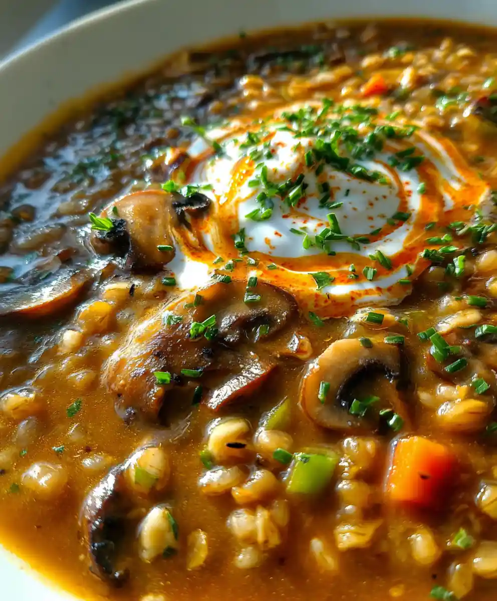 Mushroom Barley Soup Recipe With Paprika Sour Cream Swirl 5 mushroom barley soup recipe With Paprika Sour Cream Swirl