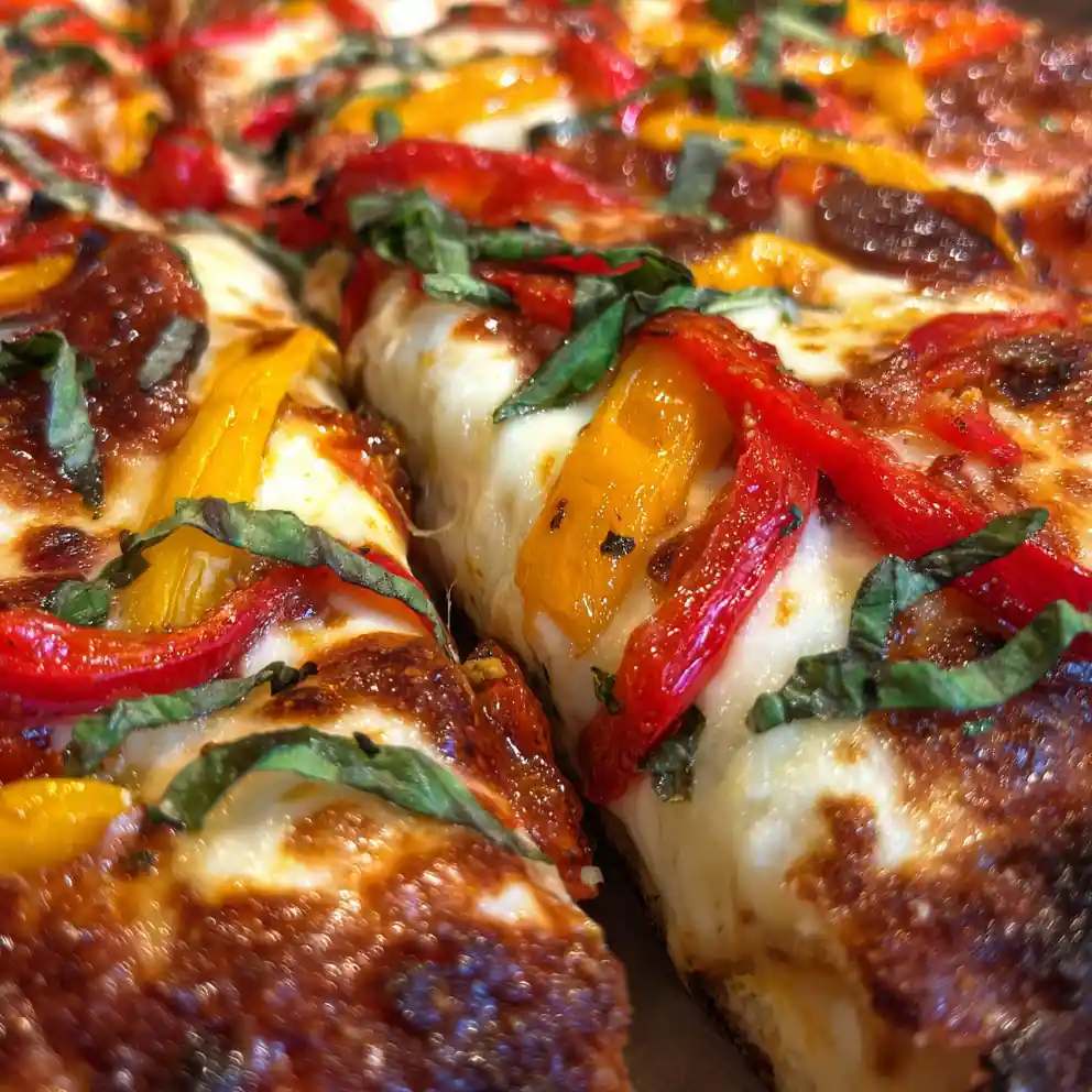 Pan Pizza Recipe With Roasted Pepper Ribbons 4 pan pizza recipe With Roasted Pepper Ribbons