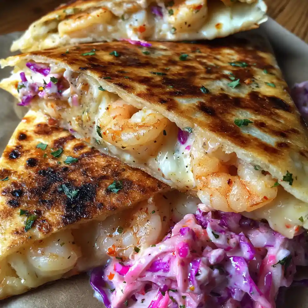 Shrimp Quesadilla Recipe With Chipotle Lime Pink Slaw 4 shrimp quesadilla recipe With Chipotle Lime Pink Slaw