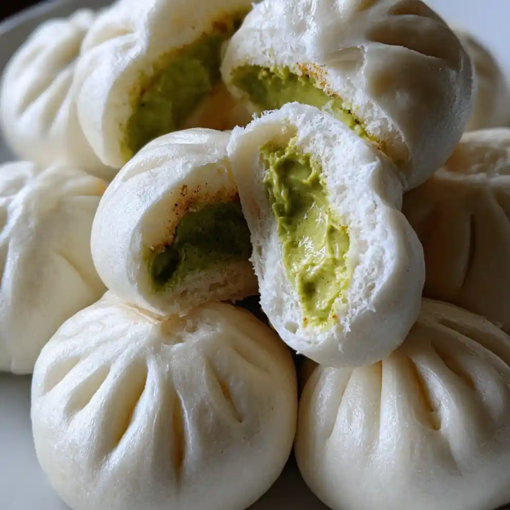Steamed Buns Recipe With Matcha Custard Swirl 4 steamed buns recipe With Matcha Custard Swirl