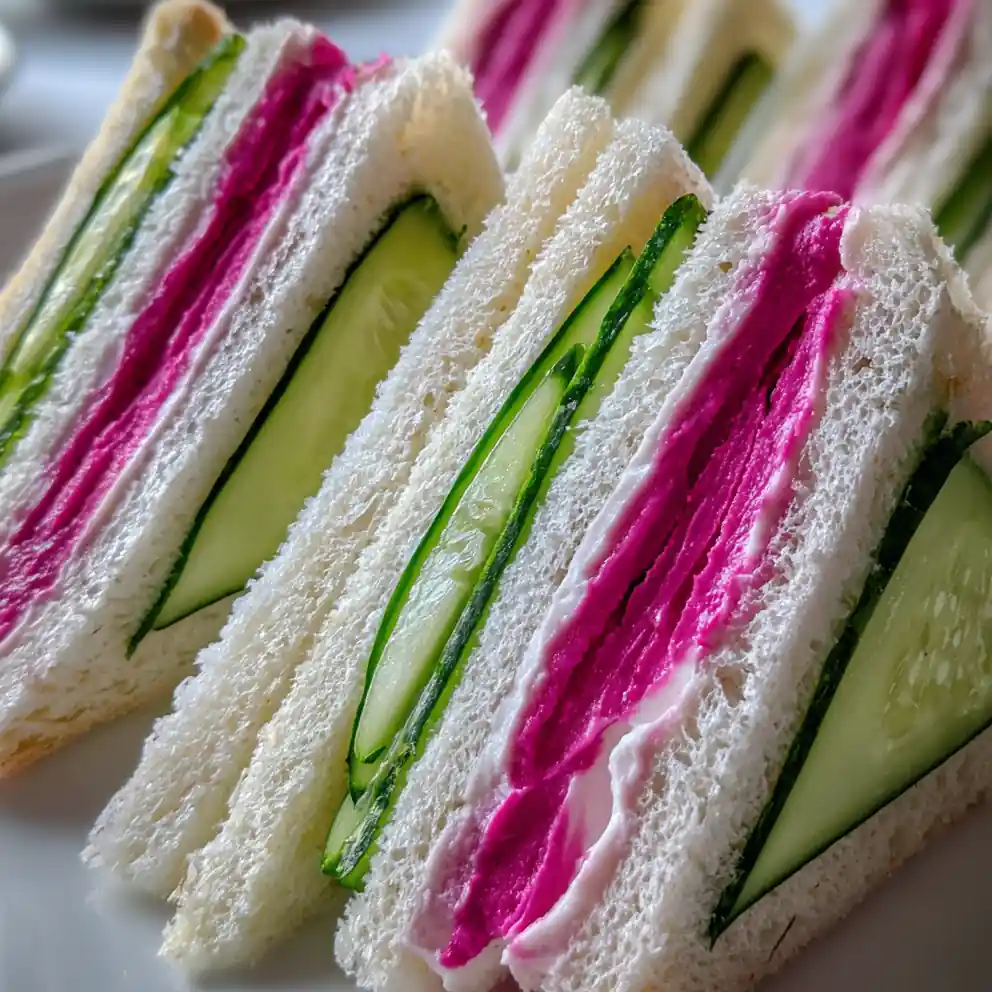 Traditional Cucumber Sandwich Recipe With Beet Butter Edge 4 traditional cucumber sandwich recipe With Beet Butter Edge