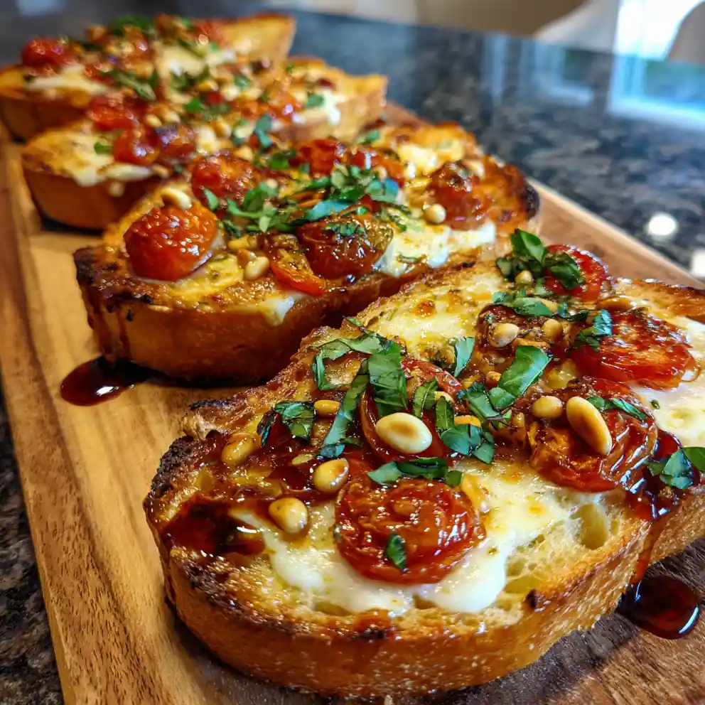 Basil Tomato Cheesy Toast With Sun Dried Tomato Glaze 4 Basil Tomato Cheesy Toast with Sun Dried Tomato Glaze
