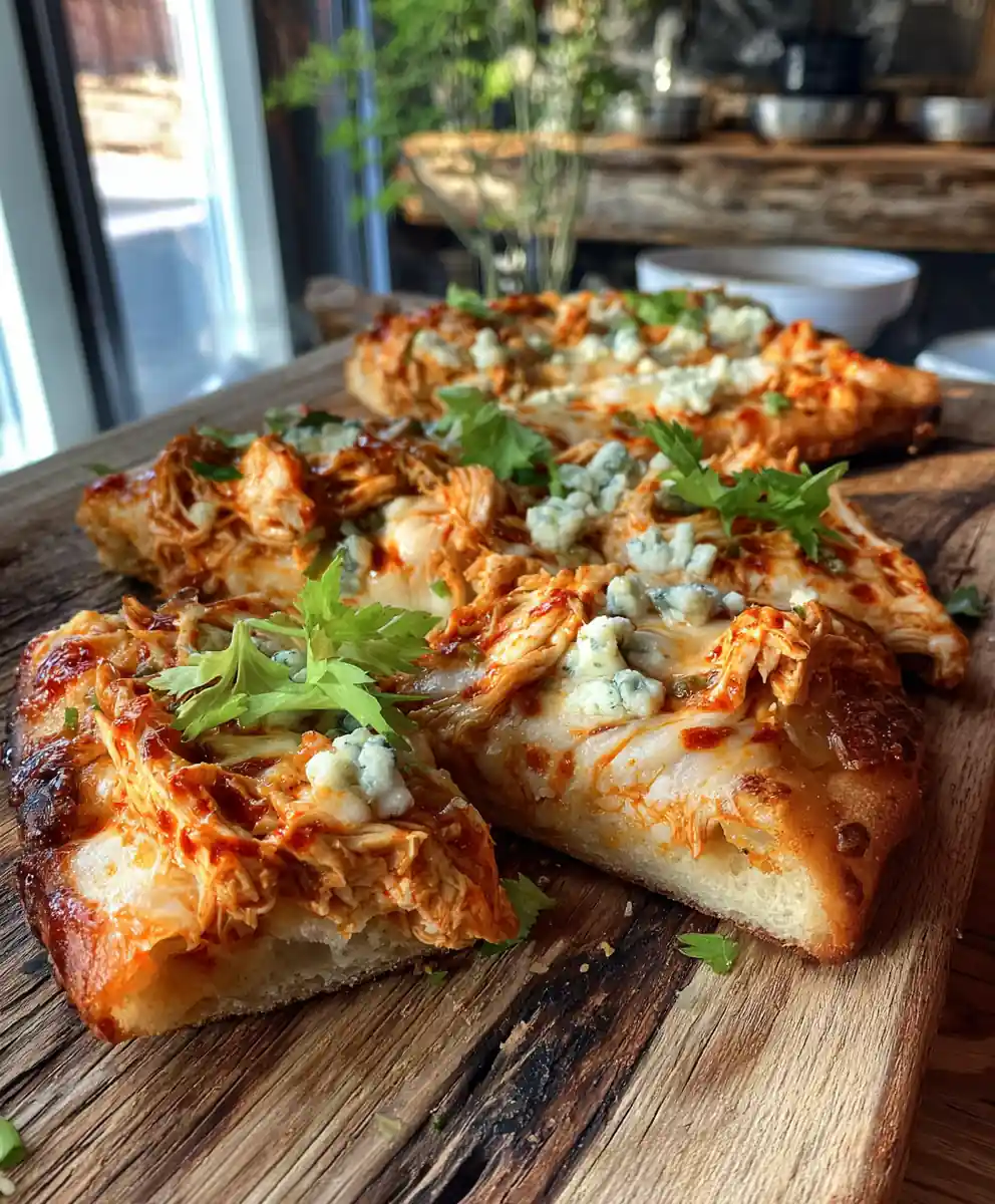 Buffalo Chicken Flatbread Pizza With Blue Cheese Cream Swirl 5 Buffalo Chicken Flatbread Pizza with Blue Cheese Cream Swirl