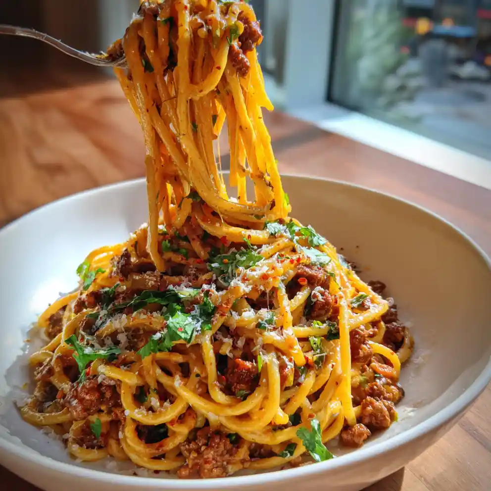 Cajun Beef Spaghetti With Creamy Three Cheese Parmesan Swirl 4 Cajun Beef Spaghetti with Creamy Three Cheese Parmesan Swirl