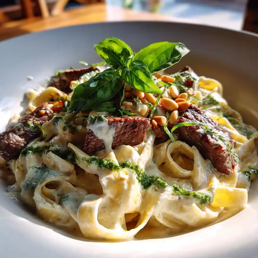 Cajun Steak Mozzarella Alfredo Pasta 4 Cajun Steak Mozzarella Alfredo Pasta