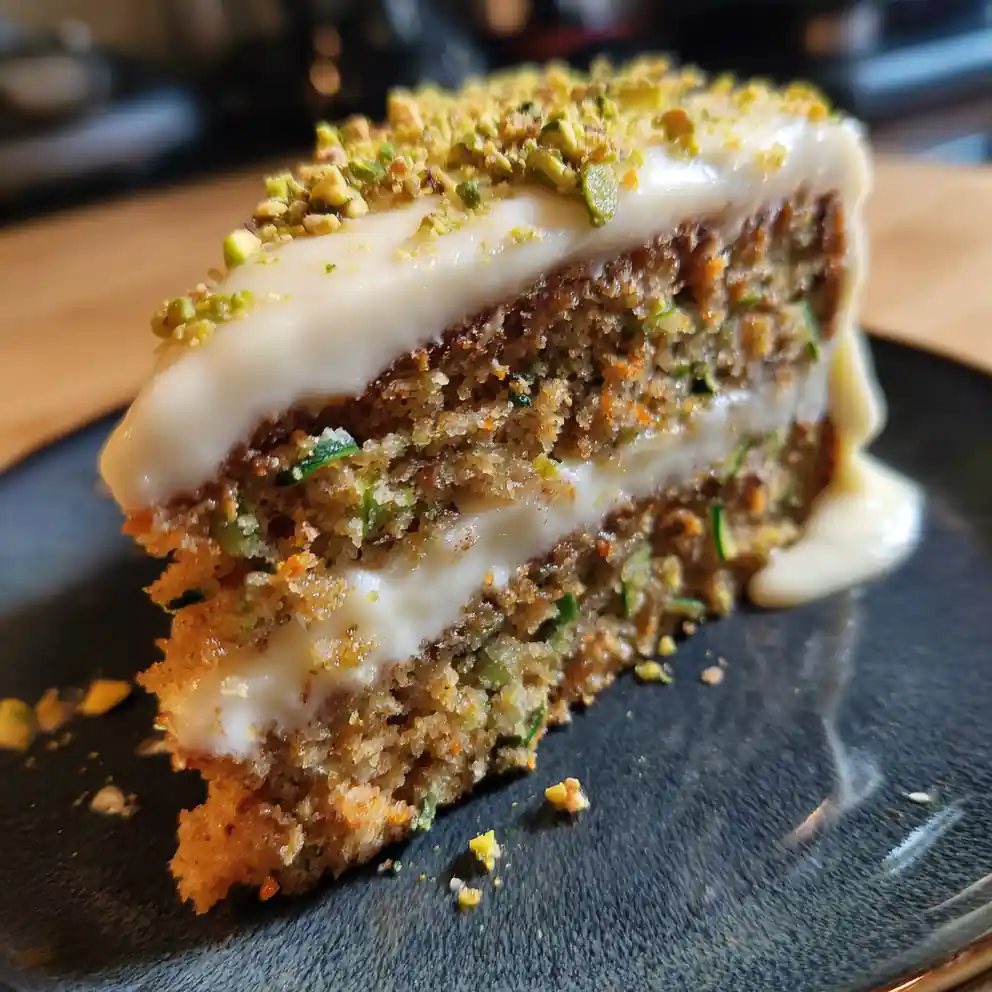 Carrot Zucchini Cake With Cardamom Cream Cheese Frosting And Pistachio Crumble 4 Carrot Zucchini Cake with Cardamom Cream Cheese Frosting and Pistachio Crumble