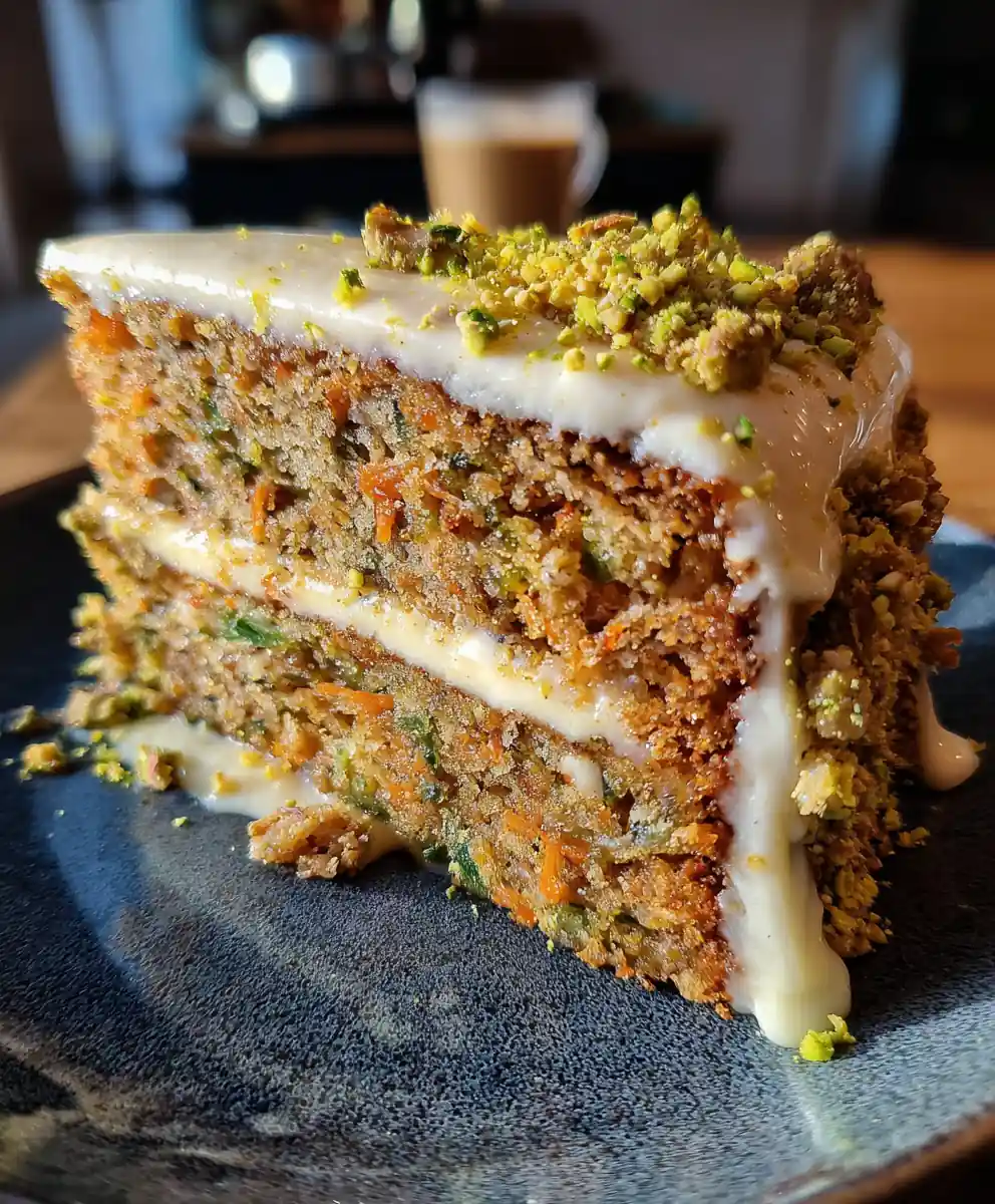 Carrot Zucchini Cake With Cardamom Cream Cheese Frosting And Pistachio Crumble 5 Carrot Zucchini Cake with Cardamom Cream Cheese Frosting and Pistachio Crumble