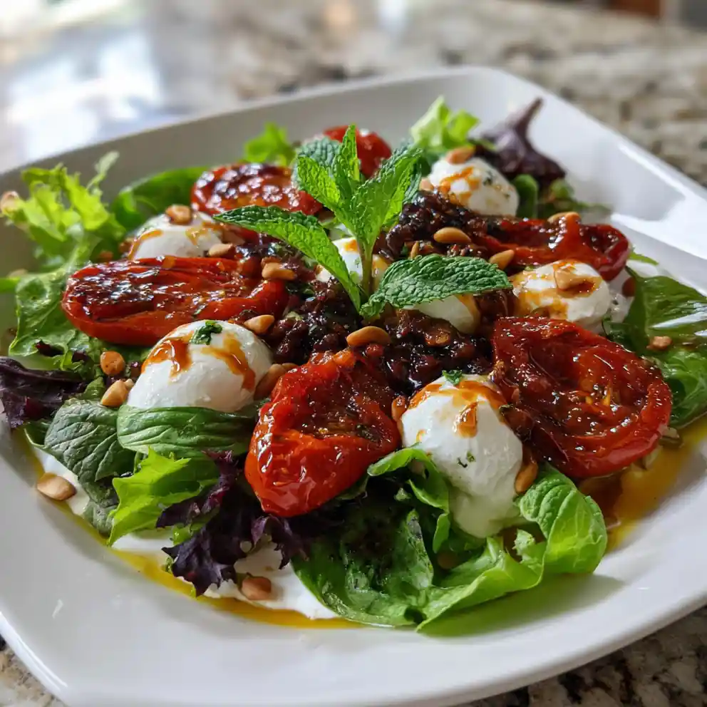 Charred Cherry Tomato Chopped Salad With Lemon Mint Ricotta Drizzle 4 Charred Cherry Tomato Chopped Salad with Lemon Mint Ricotta Drizzle