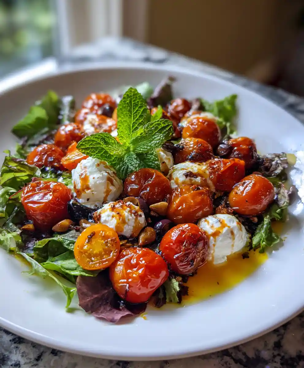 Charred Cherry Tomato Chopped Salad With Lemon Mint Ricotta Drizzle 5 Charred Cherry Tomato Chopped Salad with Lemon Mint Ricotta Drizzle