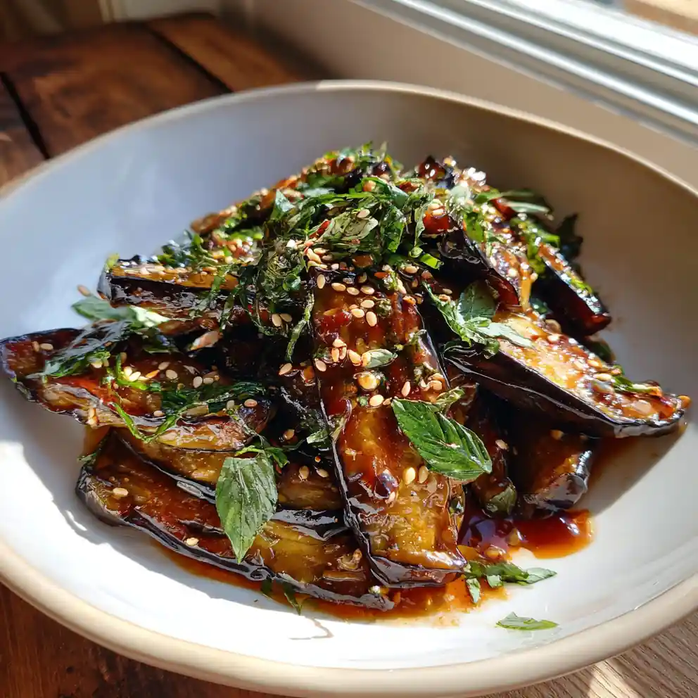 Charred Thai Basil Eggplant With Tamarind Palm Sugar Glaze 4 Charred Thai Basil Eggplant with Tamarind Palm Sugar Glaze