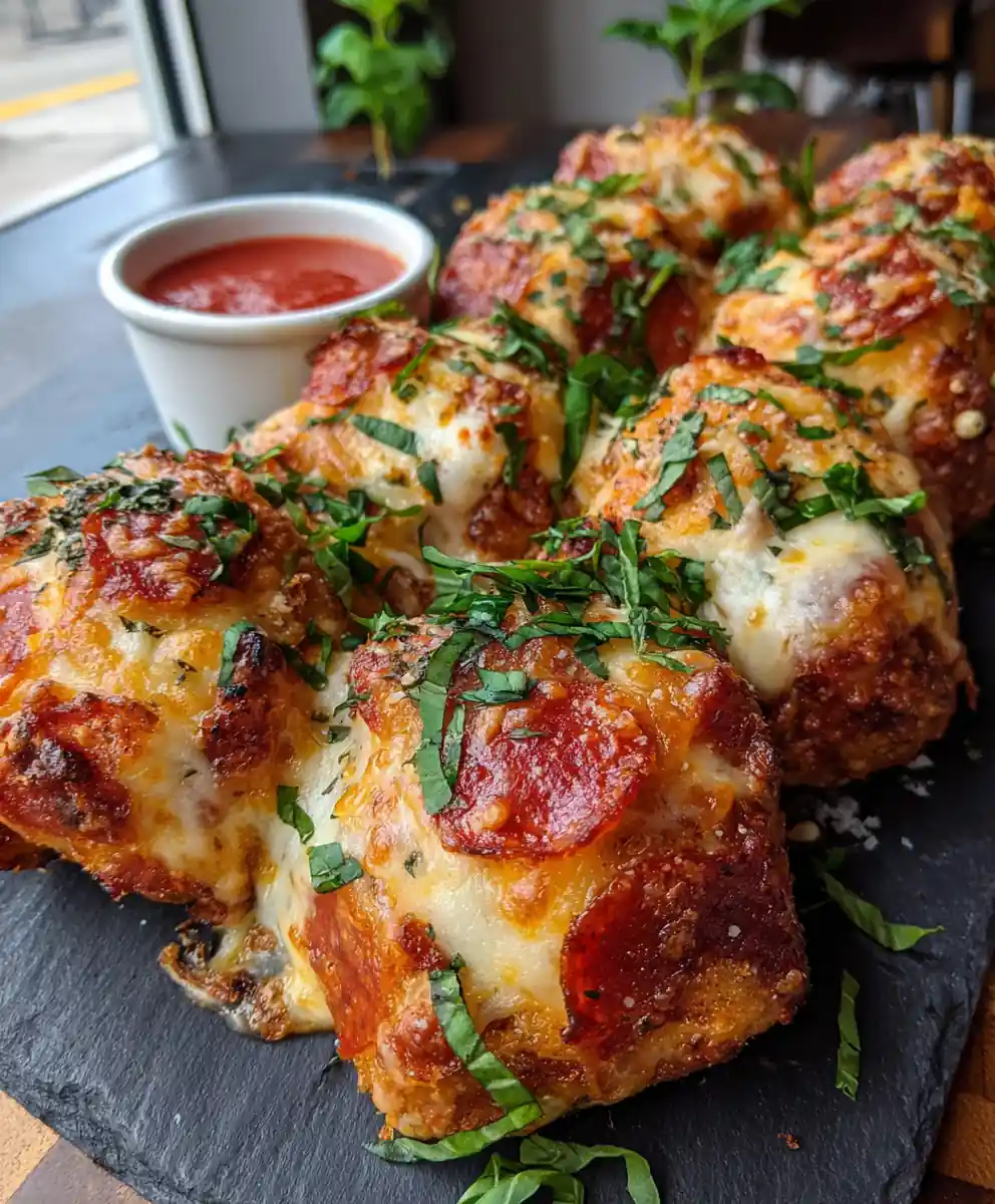 Cheesy Beef Pizza Bombs With Roasted Red Pepper Swirl 5 Cheesy Beef Pizza Bombs with Roasted Red Pepper Swirl