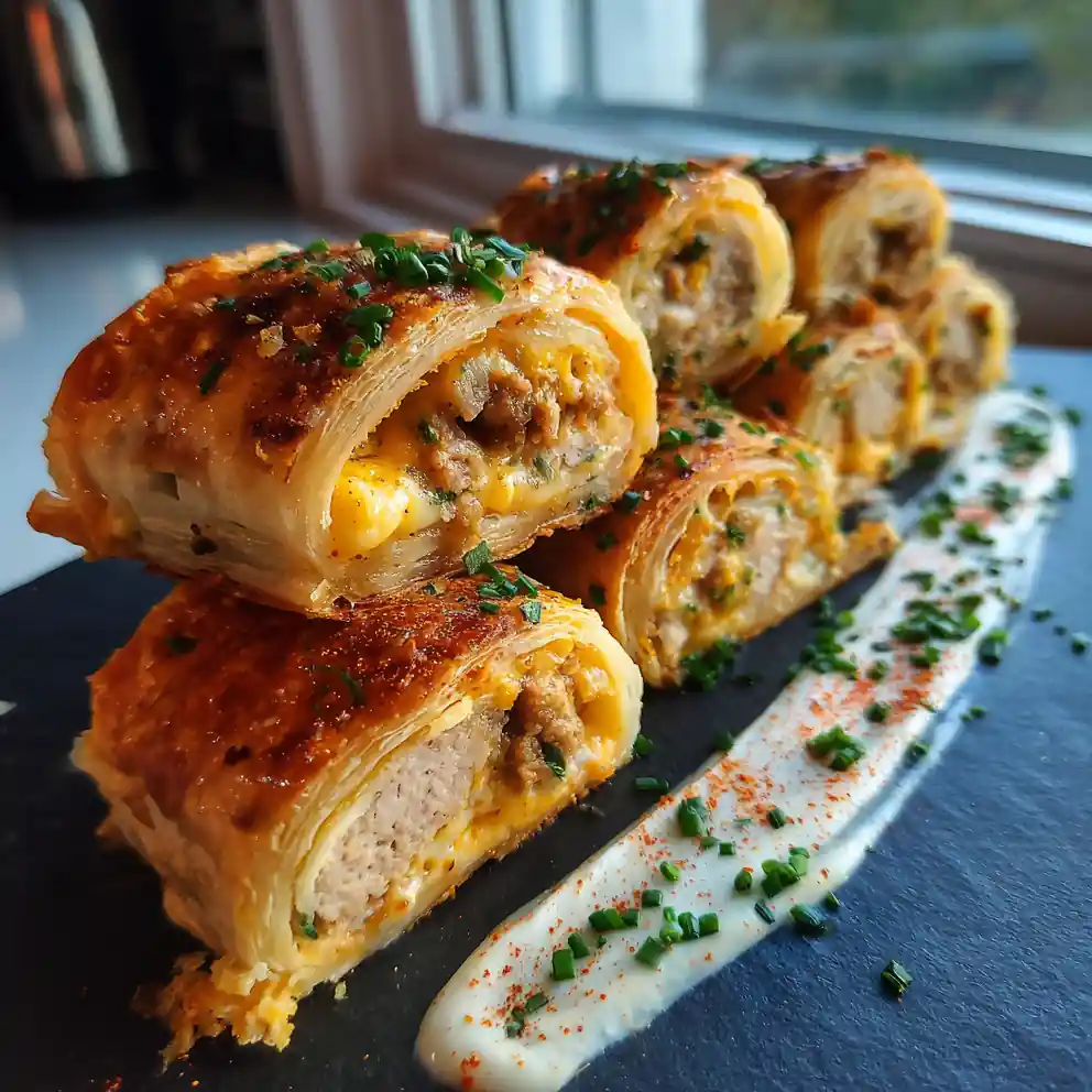 Chicken Sausage, Egg & Cheese Breakfast Roll Ups With Herbed Cream Cheese Swirl 4 Chicken Sausage, Egg & Cheese Breakfast Roll Ups with Herbed Cream Cheese Swirl