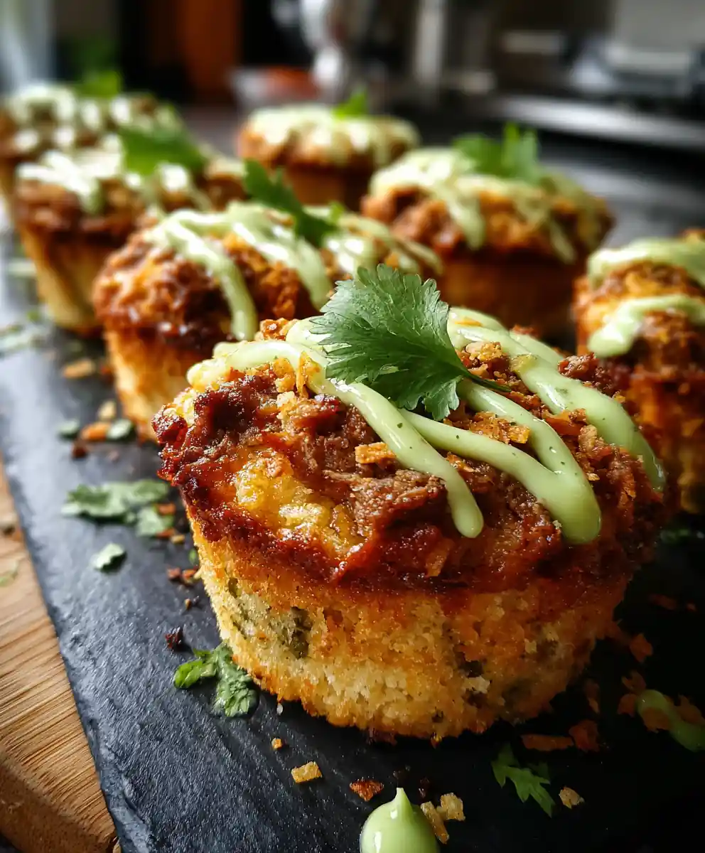Chipotle Cream Cheese Taco Cupcakes With Avocado Lime Drizzle 5 Chipotle Cream Cheese Taco Cupcakes with Avocado Lime Drizzle