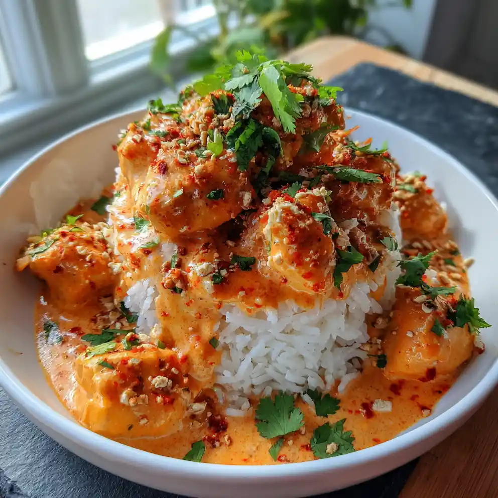 Creamy Garlic Chicken Bowls With Roasted Red Pepper Cream 4 Creamy Garlic Chicken Bowls with Roasted Red Pepper Cream
