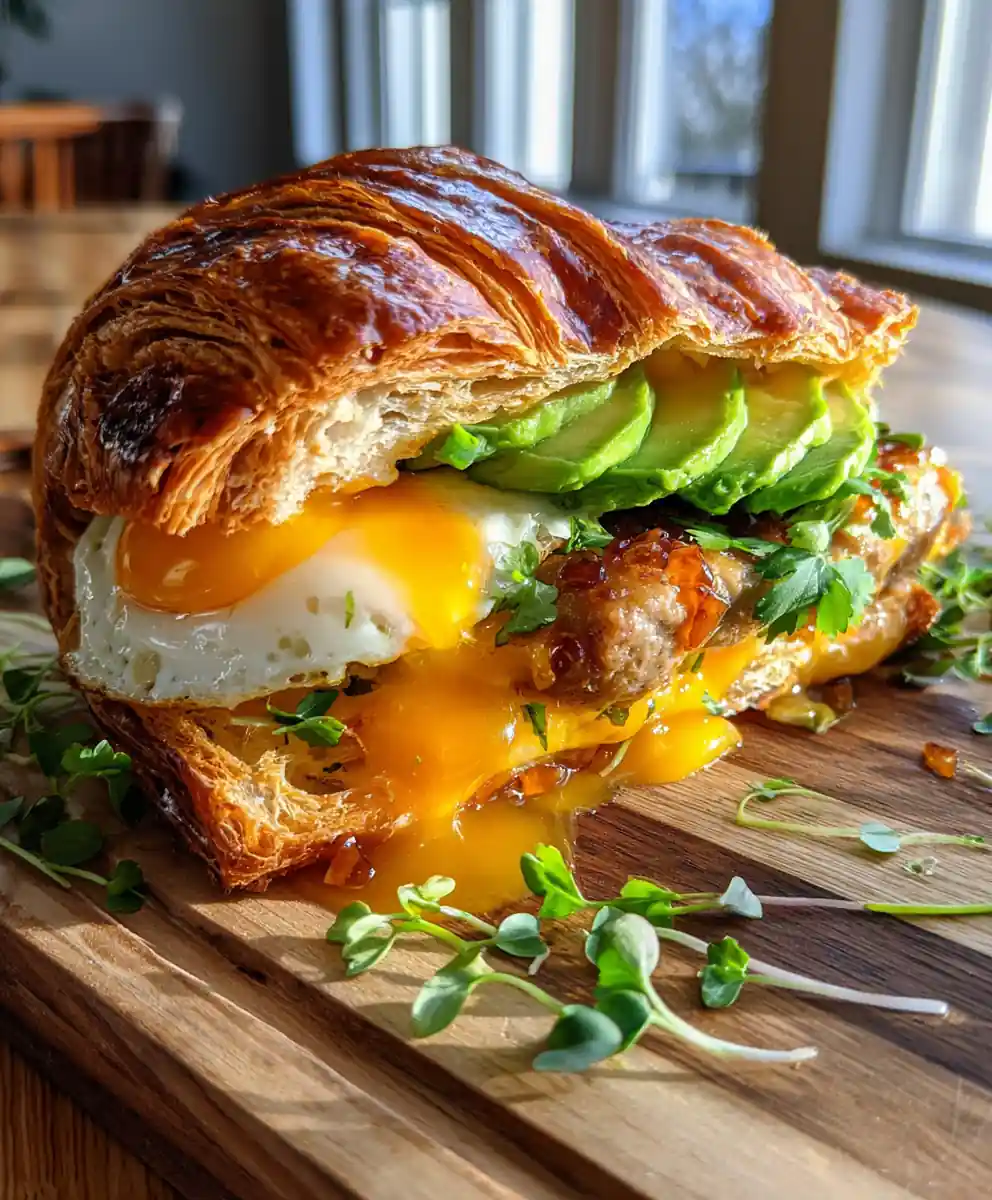 Croissant Breakfast Sandwiches With Caramelized Onion Jam & Chipotle Aioli 5 Croissant Breakfast Sandwiches with Caramelized Onion Jam & Chipotle Aioli