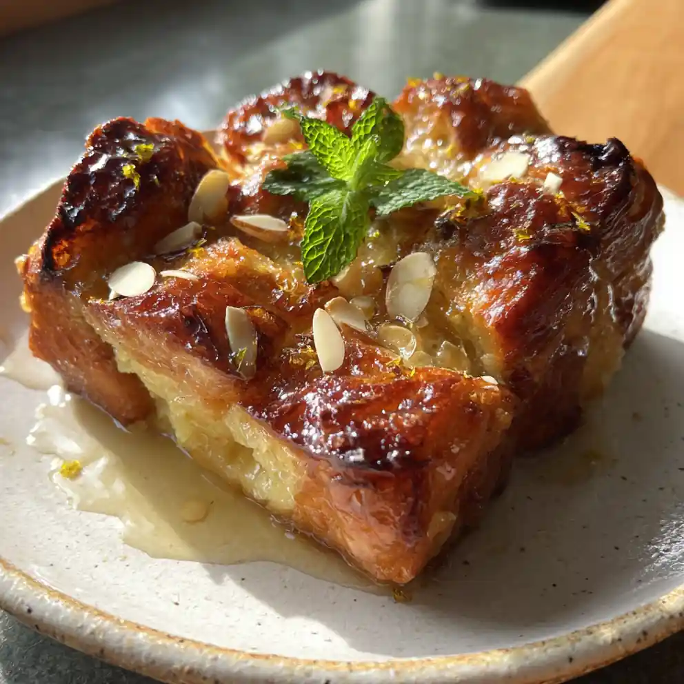 Croissant French Toast Casserole With Cardamom Honey Cream 4 Croissant French Toast Casserole with Cardamom Honey Cream