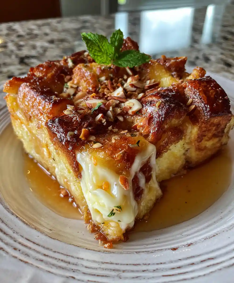 Croissant French Toast Casserole With Cardamom Honey Cream 5 Croissant French Toast Casserole with Cardamom Honey Cream
