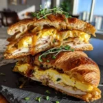 Croissant Sandwich With Caramelized Onion Balsamic Drizzle 1767805513.7539792