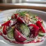 Cucumber And Beet Salad With Mint Yogurt Drizzle And Pomegranate Glaze 1767833081.5205455