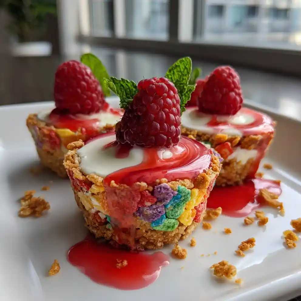 Fruity Pebbles Cheesecake Tacos With Raspberry Swirl 4 Fruity Pebbles Cheesecake Tacos with Raspberry Swirl