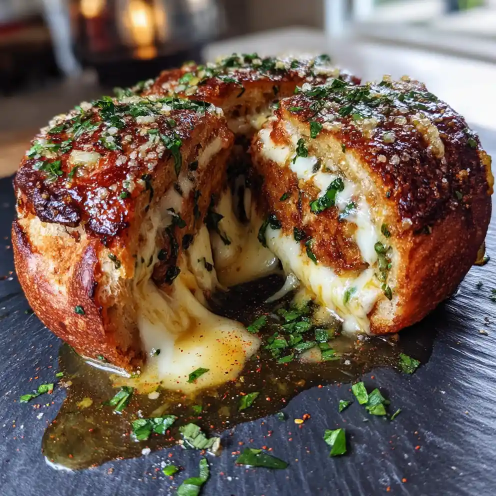 Garlic Parmesan Cheeseburger Bombs With Basil Pesto Cheese Core 4 Garlic Parmesan Cheeseburger Bombs with Basil Pesto Cheese Core