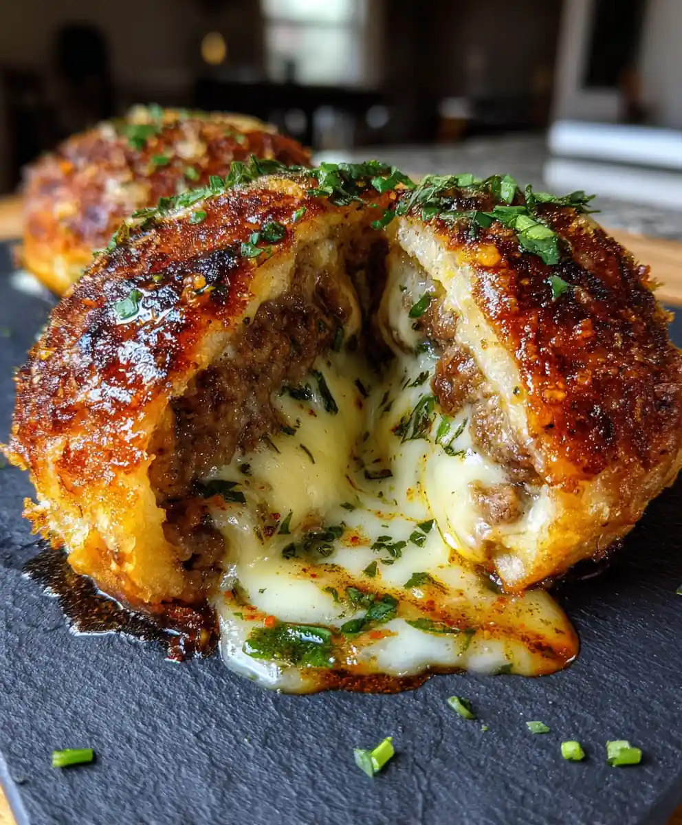 Garlic Parmesan Cheeseburger Bombs With Basil Pesto Cheese Core 5 Garlic Parmesan Cheeseburger Bombs with Basil Pesto Cheese Core