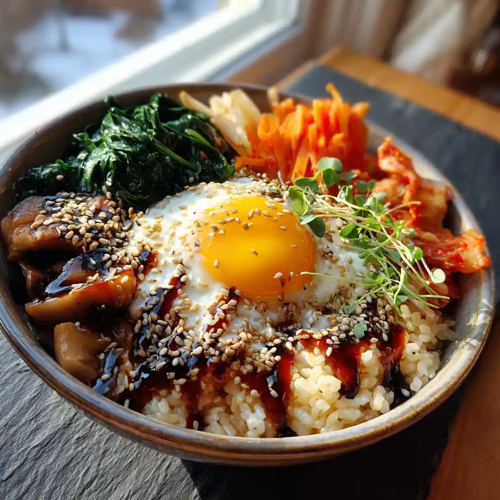 Korean Bibimbap With Miso Gochujang Glaze & Sesame Nori Crunch 4 Korean Bibimbap with Miso Gochujang Glaze & Sesame Nori Crunch