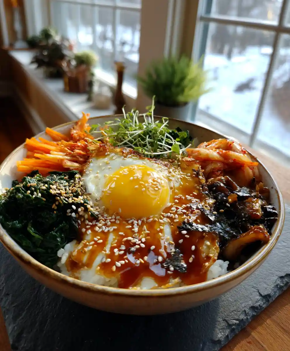 Korean Bibimbap With Miso Gochujang Glaze & Sesame Nori Crunch 5 Korean Bibimbap with Miso Gochujang Glaze & Sesame Nori Crunch