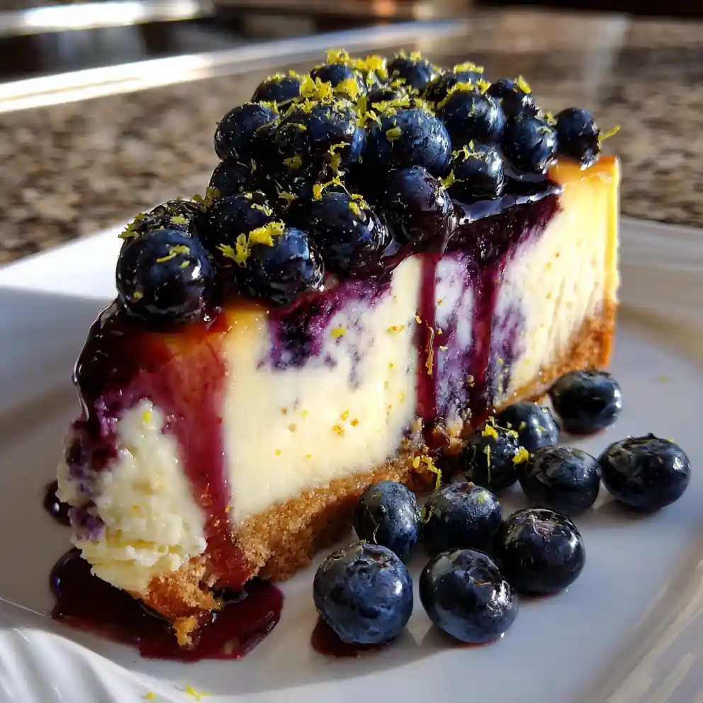 Lemon Blueberry Swirl Cheesecake With Glossy Fruit Glaze 1767847548.7406363