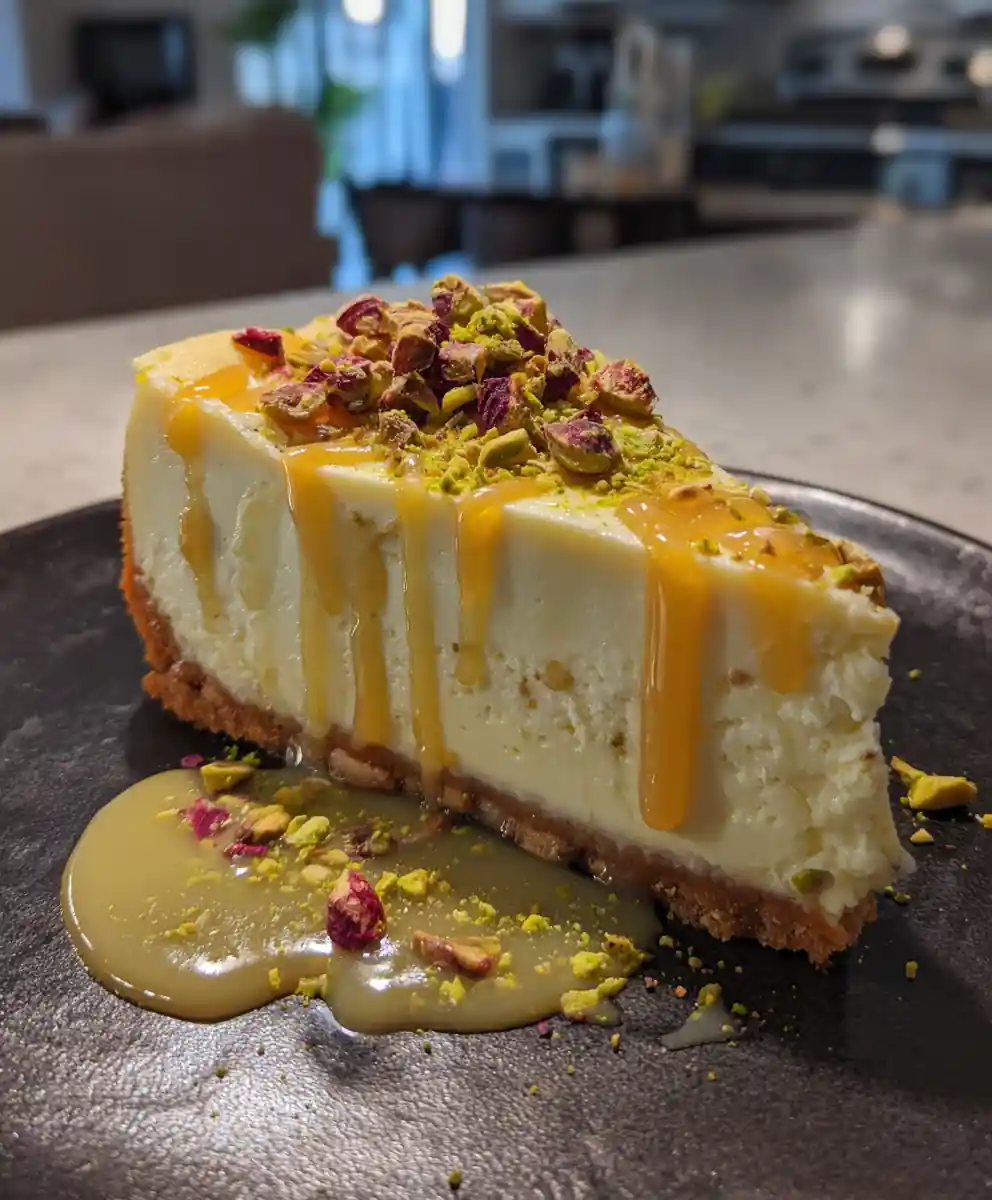 Lemon Lime Cherry Pistachio Cheesecake With Lime Honey Caramel Swirl 5 Lemon Lime Cherry Pistachio Cheesecake with Lime Honey Caramel Swirl
