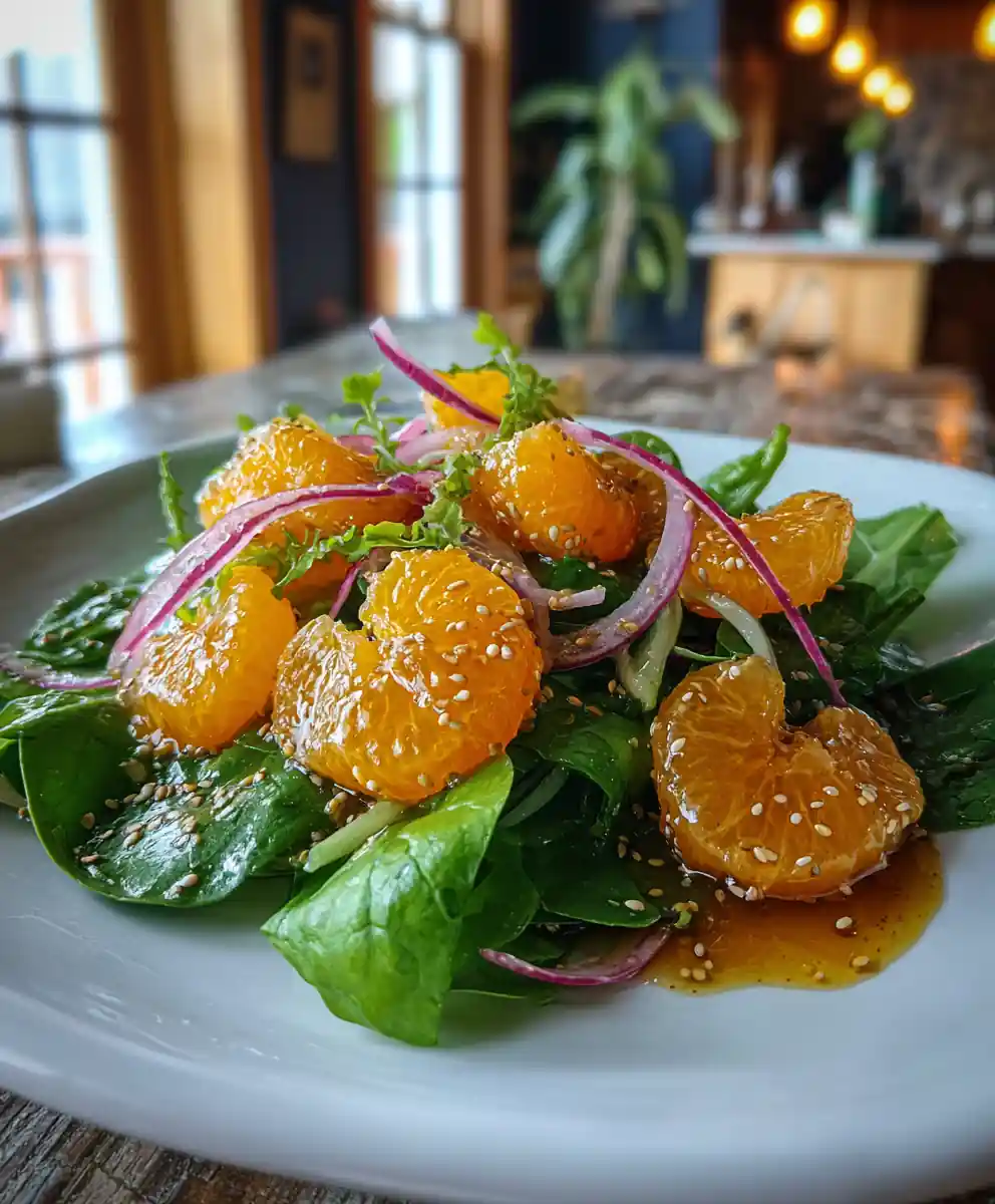 Mandarin Orange Salad With Sesame Honey Glaze And Candied Ginger Ribbons 5 Mandarin Orange Salad with Sesame Honey Glaze and Candied Ginger Ribbons