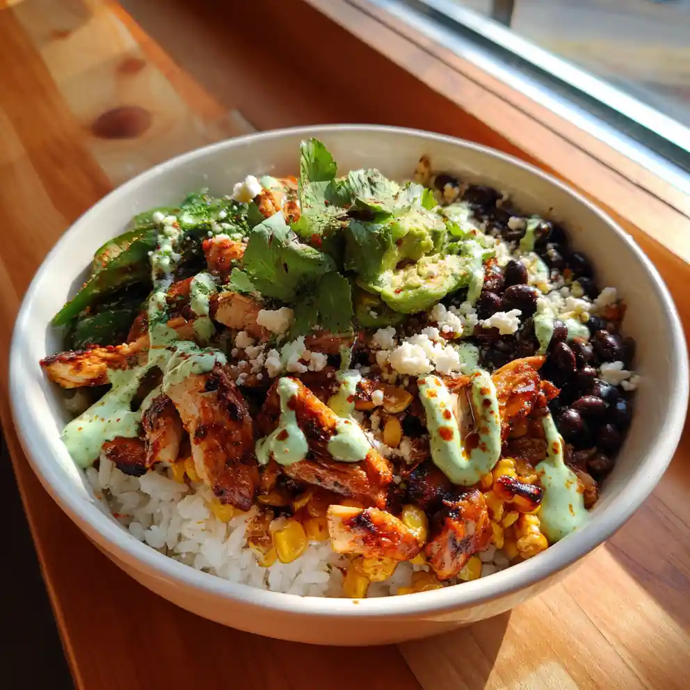 Mexican Street Corn Chicken Bowl With Cilantro Lime Crema 4 Mexican Street Corn Chicken Bowl with Cilantro Lime Crema