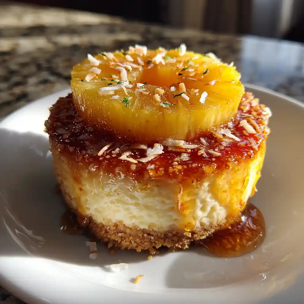 Mini Pineapple Upside Down Cheesecakes With Lime Zest Swirl And Ginger Caramel Glaze 4 Mini Pineapple Upside Down Cheesecakes with Lime Zest Swirl and Ginger Caramel Glaze