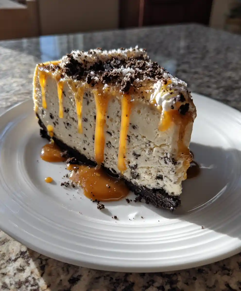 Oreo Cookies And Cream Cheesecake With Salted Caramel Swirl 5 Oreo Cookies and Cream Cheesecake with Salted Caramel Swirl