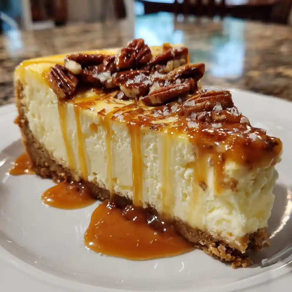 Pecan Caramel Cheesecake With Sea Salt Caramel Swirl 4 Pecan Caramel Cheesecake with Sea Salt Caramel Swirl
