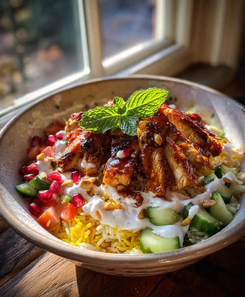 Pomegranate Glazed Chicken Gyro Bowls With Mint Yogurt Drizzle 5 Pomegranate Glazed Chicken Gyro Bowls with Mint Yogurt Drizzle
