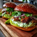 Pulled Chicken Burger With Lime Herb Cream Cheese Swirl 6 Pulled Chicken Burger With Lime Herb Cream Cheese Swirl 1767855164.6873229