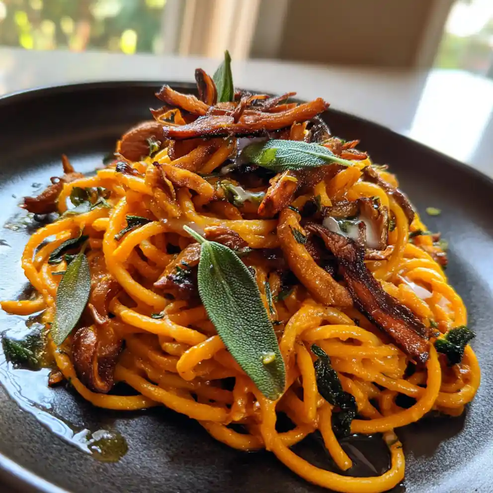 Pumpkin Mushroom Spaghetti With Smoky Tempeh Crunch 4 Pumpkin Mushroom Spaghetti with Smoky Tempeh Crunch