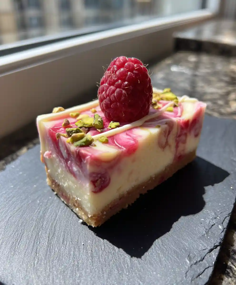 Raspberry Cheesecake Bars With White Chocolate Swirl 5 Raspberry Cheesecake Bars with White Chocolate Swirl