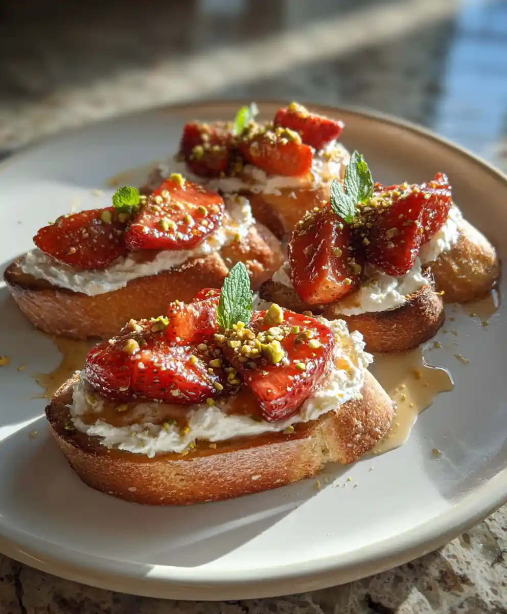 Rose Honey Whipped Ricotta Toast With Roasted Strawberries 5 Rose Honey Whipped Ricotta Toast with Roasted Strawberries
