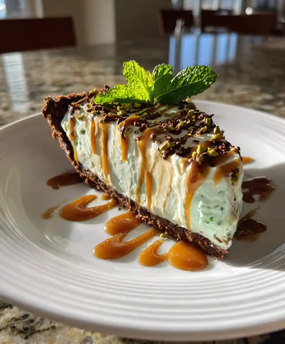Shamrock Shake Pie With Salted Caramel Swirl 5 Shamrock Shake Pie with Salted Caramel Swirl