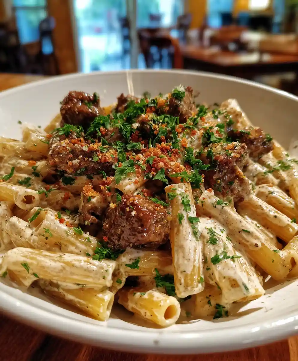 Slow Cooker Beef Pasta With Smoky Chipotle Cream And Toasted Almond Crumble 5 Slow Cooker Beef Pasta with Smoky Chipotle Cream and Toasted Almond Crumble