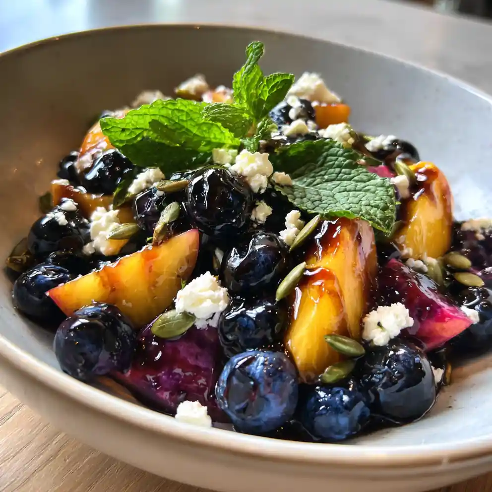 Smoky Honey Glazed Blueberry Peach Feta Salad 4 Smoky Honey Glazed Blueberry Peach Feta Salad
