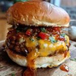 Steakhouse Style Burger With Sloppy Joe Topping And Cheddar Ribbon 1767854845.3586042